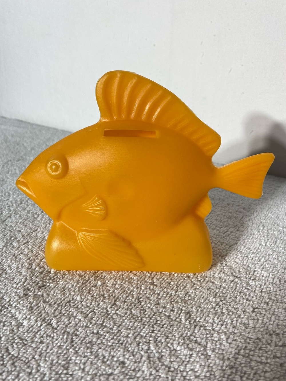 Vintage Niagara Orange Plastic “The Fish” Blow Mold Coin Bank